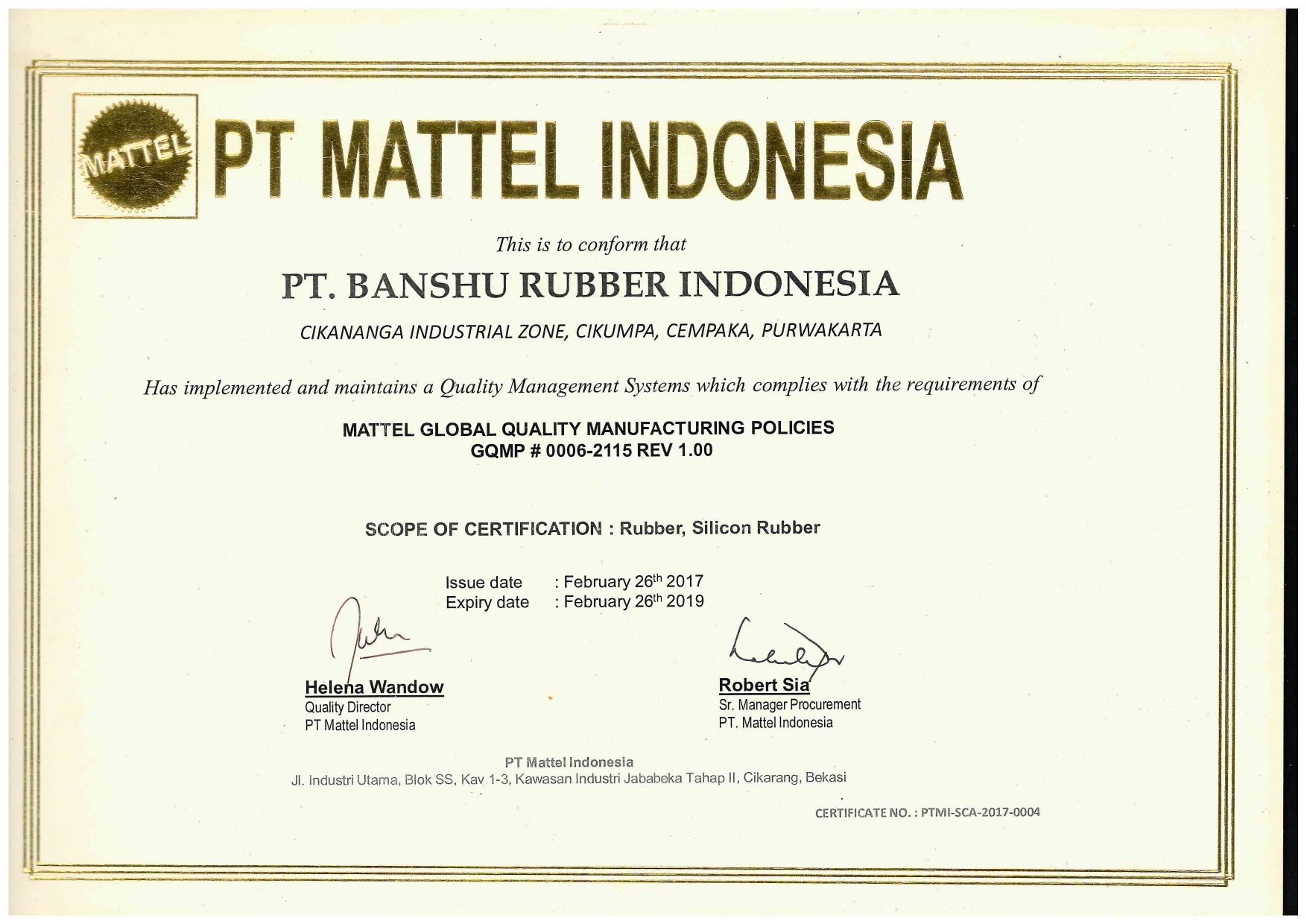 Certificate of Appreciation