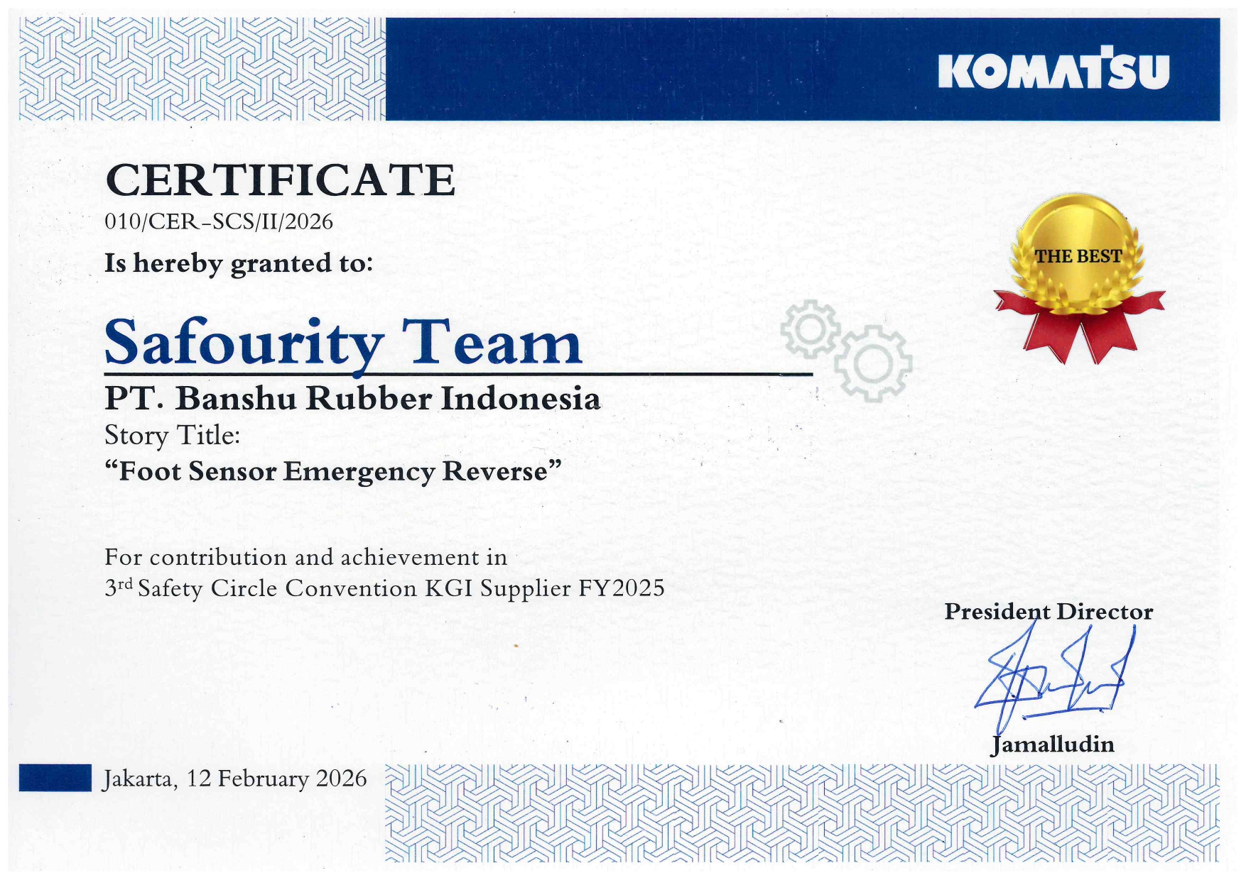 Certificate of Appreciation